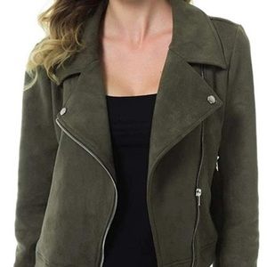PHILOSOPHY faux suede green moto jacket